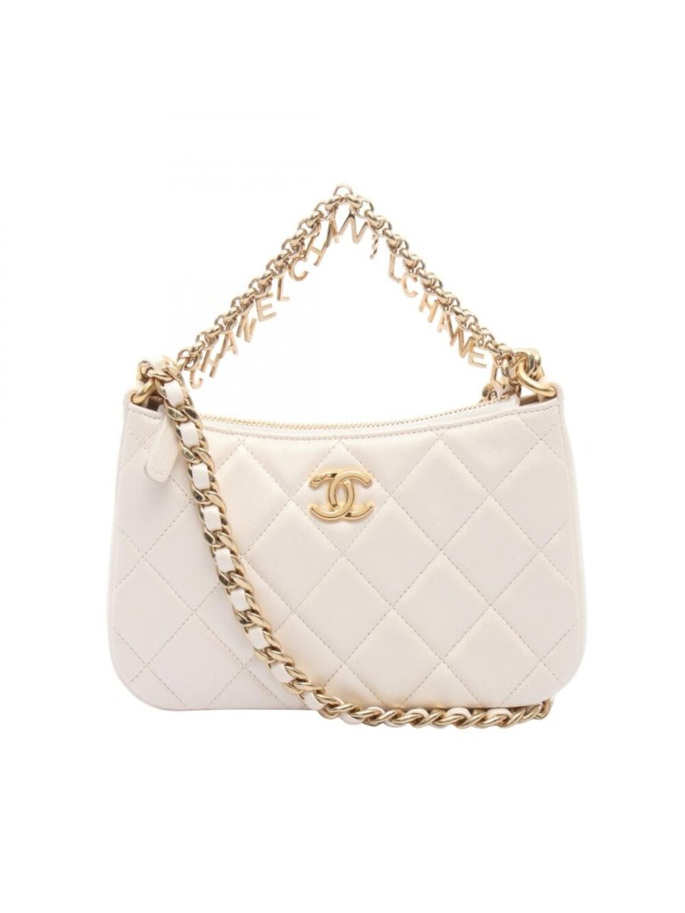 Chanel Shoulder Bag Quilted Small Pearl White Lambskin Chain